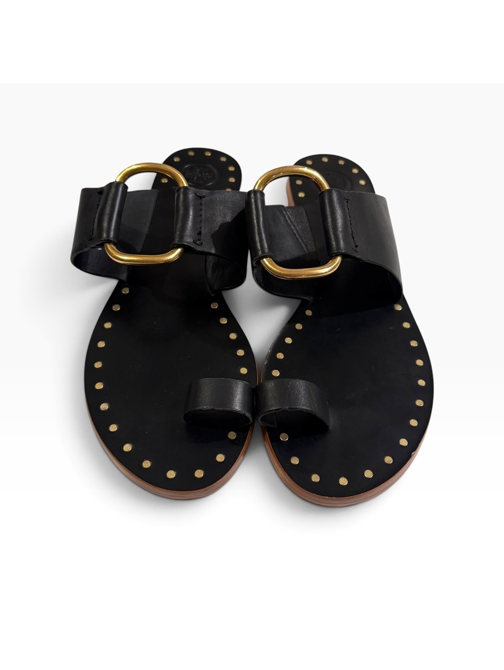 Tory Burch Ravello Toe Ring Flat Sandal | Black, NWOT, Sz 7 | Gold d ring
